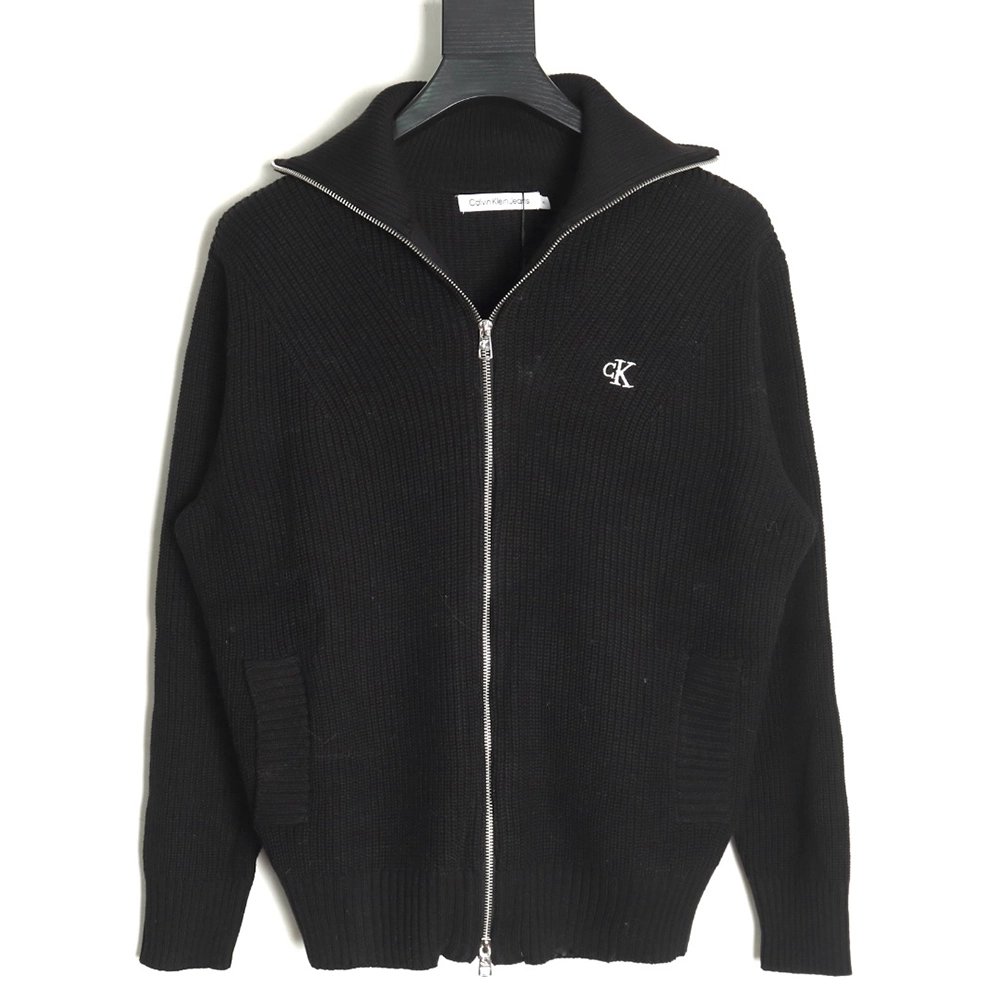 Calvin Klein small logo embroidery knitted zipup jacket,buy cheap,low price and discount Calvin Klein