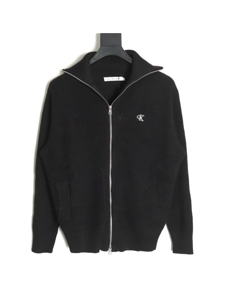 Calvin Klein small logo embroidery knitted zipup jacket,buy cheap,low price and discount Calvin Klein