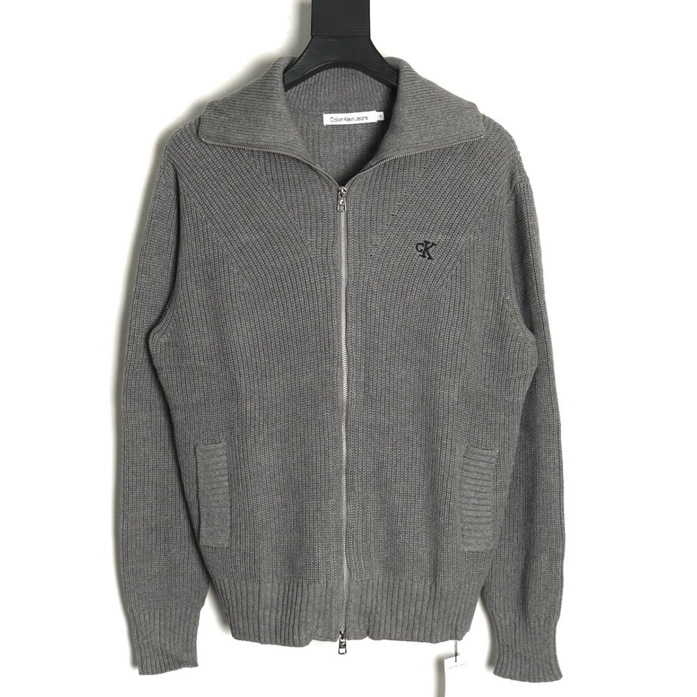 Calvin Klein small logo embroidery knitted zipup jacket,buy cheap,low price and discount Calvin Klein
