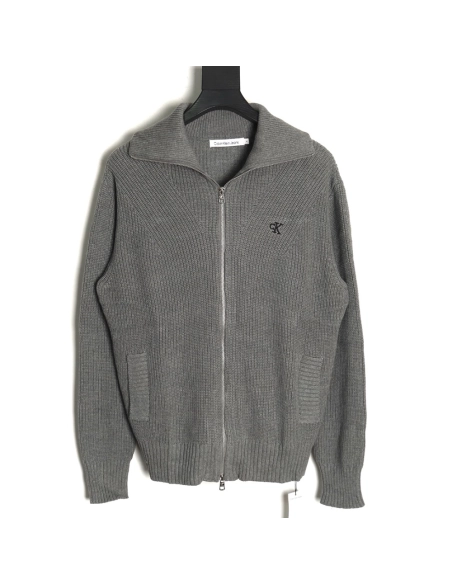 Calvin Klein small logo embroidery knitted zipup jacket,buy cheap,low price and discount Calvin Klein