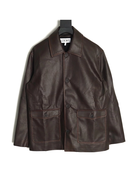 Loewe double pocket distressed leather jacket,buy cheap,low price and discount Loewe