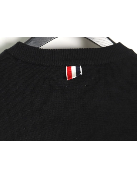 Thom Browne Classic FourBar FiveButton Crewneck Sweater,buy cheap,low price and discount Thom Browne