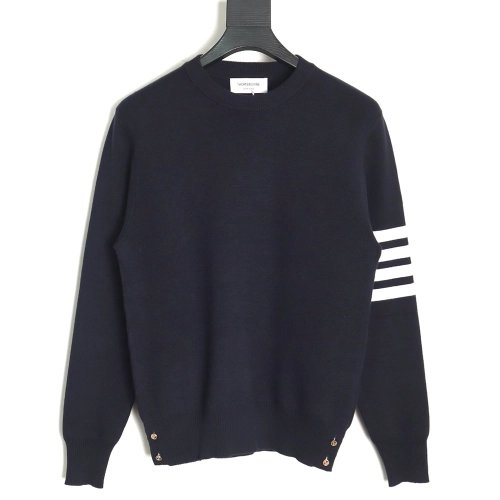 Thom Browne Classic FourBar FiveButton Crewneck Sweater,buy cheap,low price and discount Thom Browne