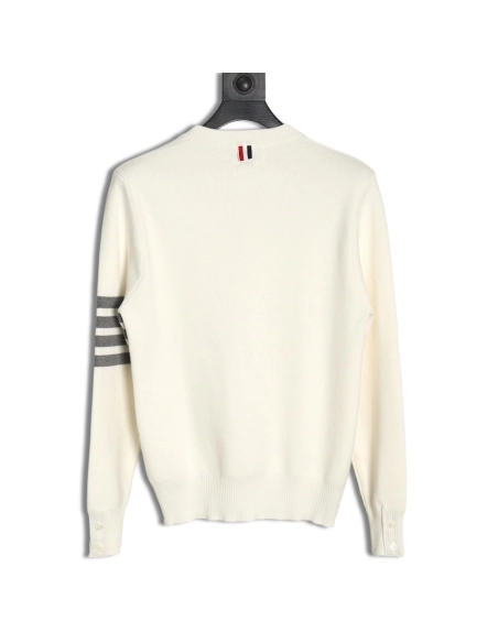 Thom Browne Classic FourBar FiveButton Crewneck Sweater,buy cheap,low price and discount Thom Browne