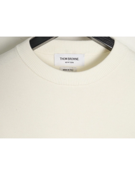 Thom Browne Classic FourBar FiveButton Crewneck Sweater,buy cheap,low price and discount Thom Browne