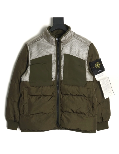 Stone Island metal nylon lightweight splicing down jacket TSK2,Stone Island
