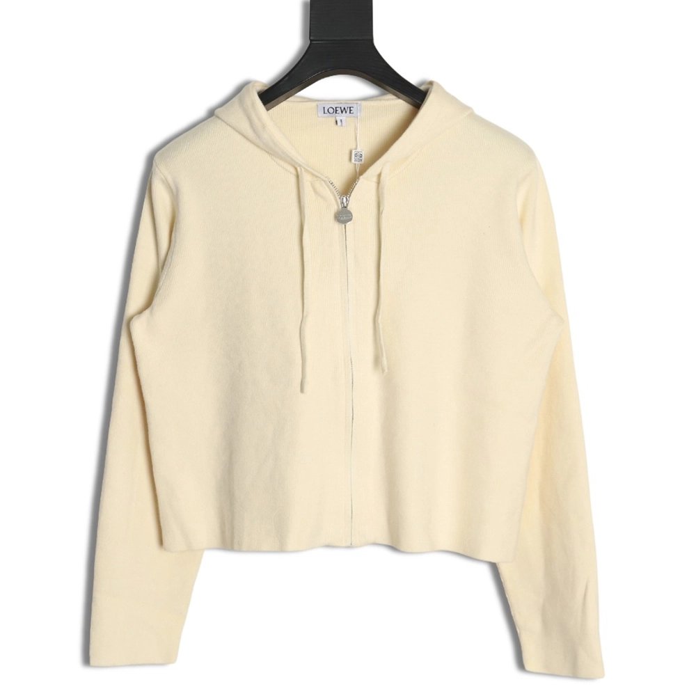 Loewe wool embossed zipper sweater coat,Loewe