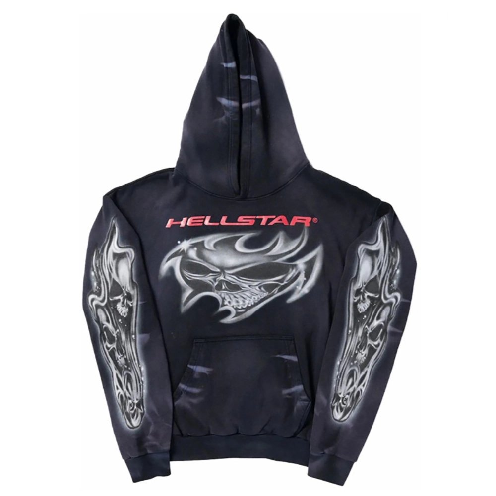 Hell Star Letters Arm Graphic Hoodie,Hell Star