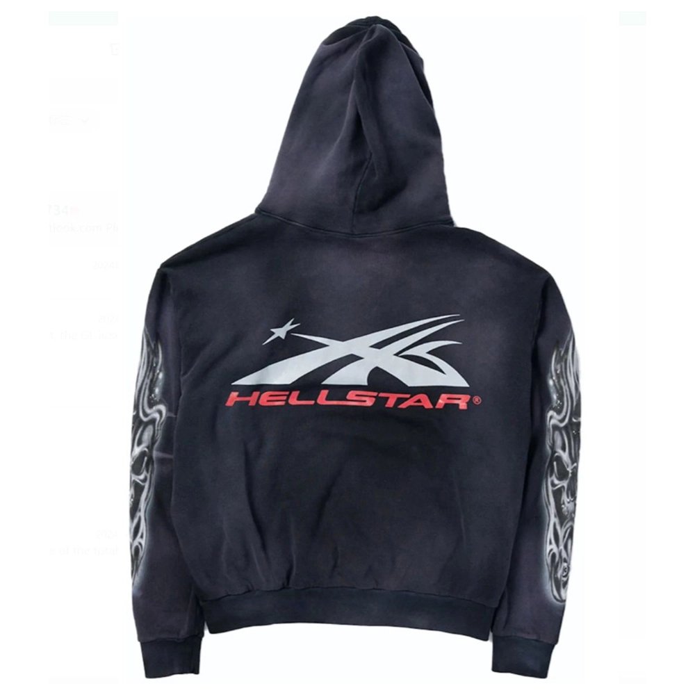 Hell Star Letters Arm Graphic Hoodie,Hell Star