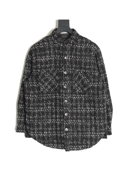 Charlie Luciano silver thread woven plaid shirt jacket TSK3,Charlie Luciano