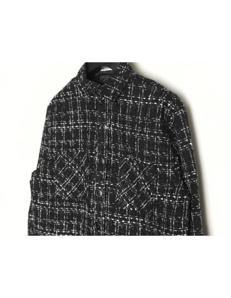 Charlie Luciano silver thread woven plaid shirt jacket TSK3,Charlie Luciano