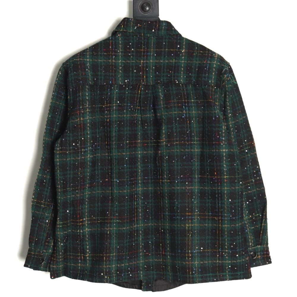 Charlie Luciano silver thread woven plaid shirt jacket TSK2,Charlie Luciano