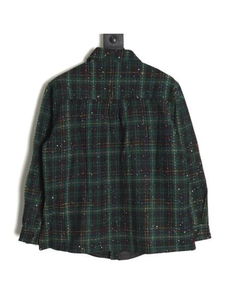 Charlie Luciano silver thread woven plaid shirt jacket TSK2,Charlie Luciano