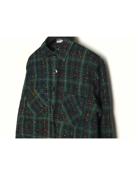 Charlie Luciano silver thread woven plaid shirt jacket TSK2,Charlie Luciano