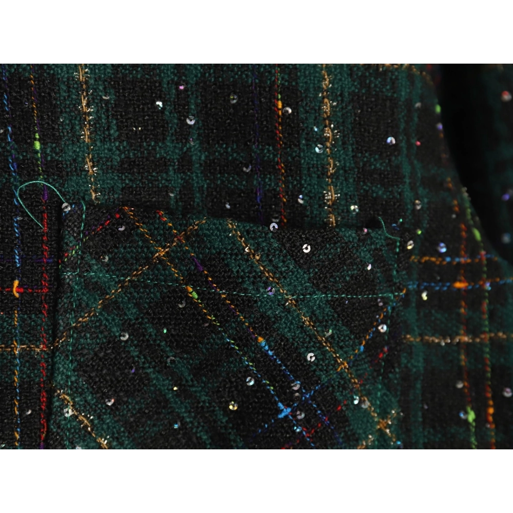 Charlie Luciano silver thread woven plaid shirt jacket TSK2,Charlie Luciano