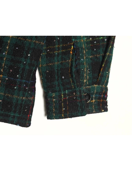 Charlie Luciano silver thread woven plaid shirt jacket TSK2,Charlie Luciano