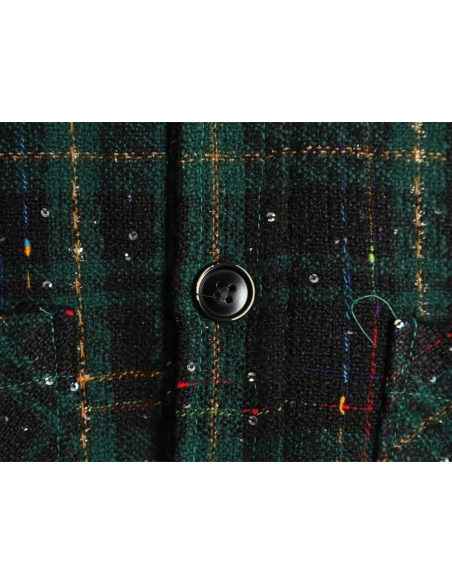 Charlie Luciano silver thread woven plaid shirt jacket TSK2,Charlie Luciano