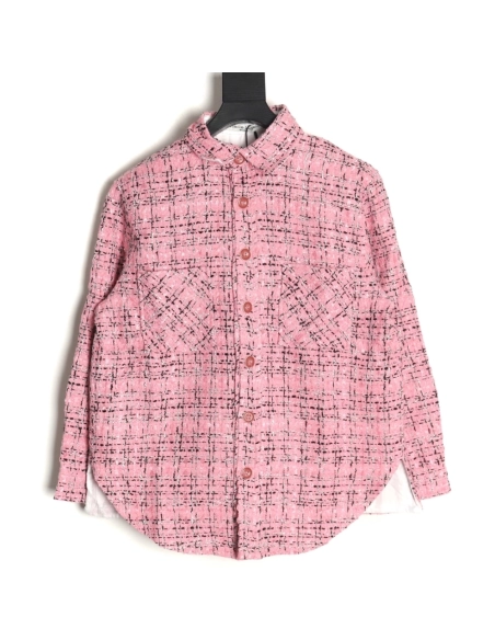 Charlie Luciano silver thread woven plaid shirt jacket TSK1,Charlie Luciano