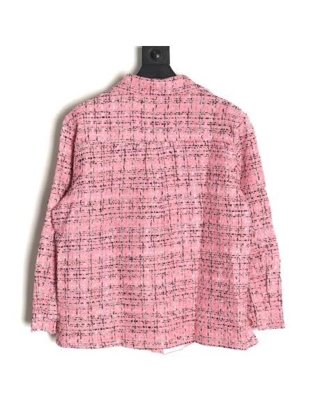 Charlie Luciano silver thread woven plaid shirt jacket TSK1,Charlie Luciano