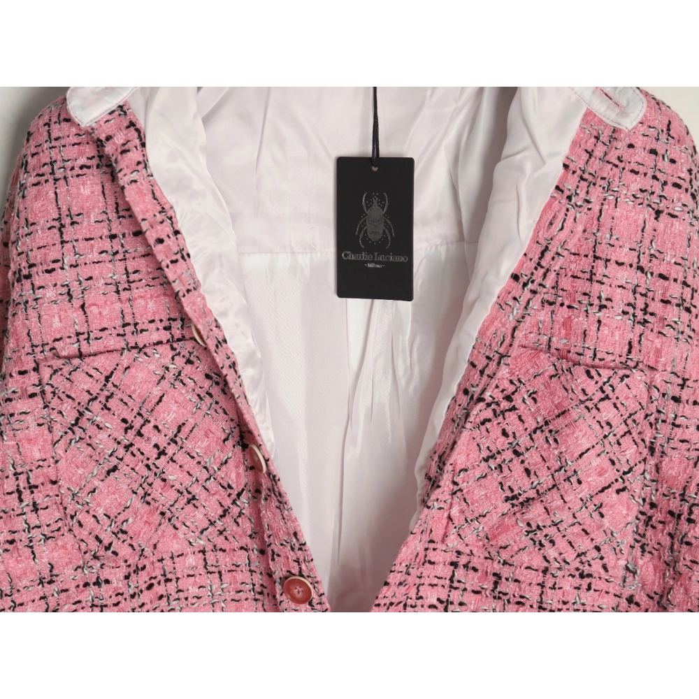 Charlie Luciano silver thread woven plaid shirt jacket TSK1,Charlie Luciano