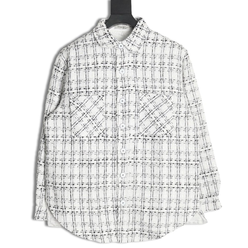 Charlie Luciano silver thread woven plaid shirt jacket,Charlie Luciano