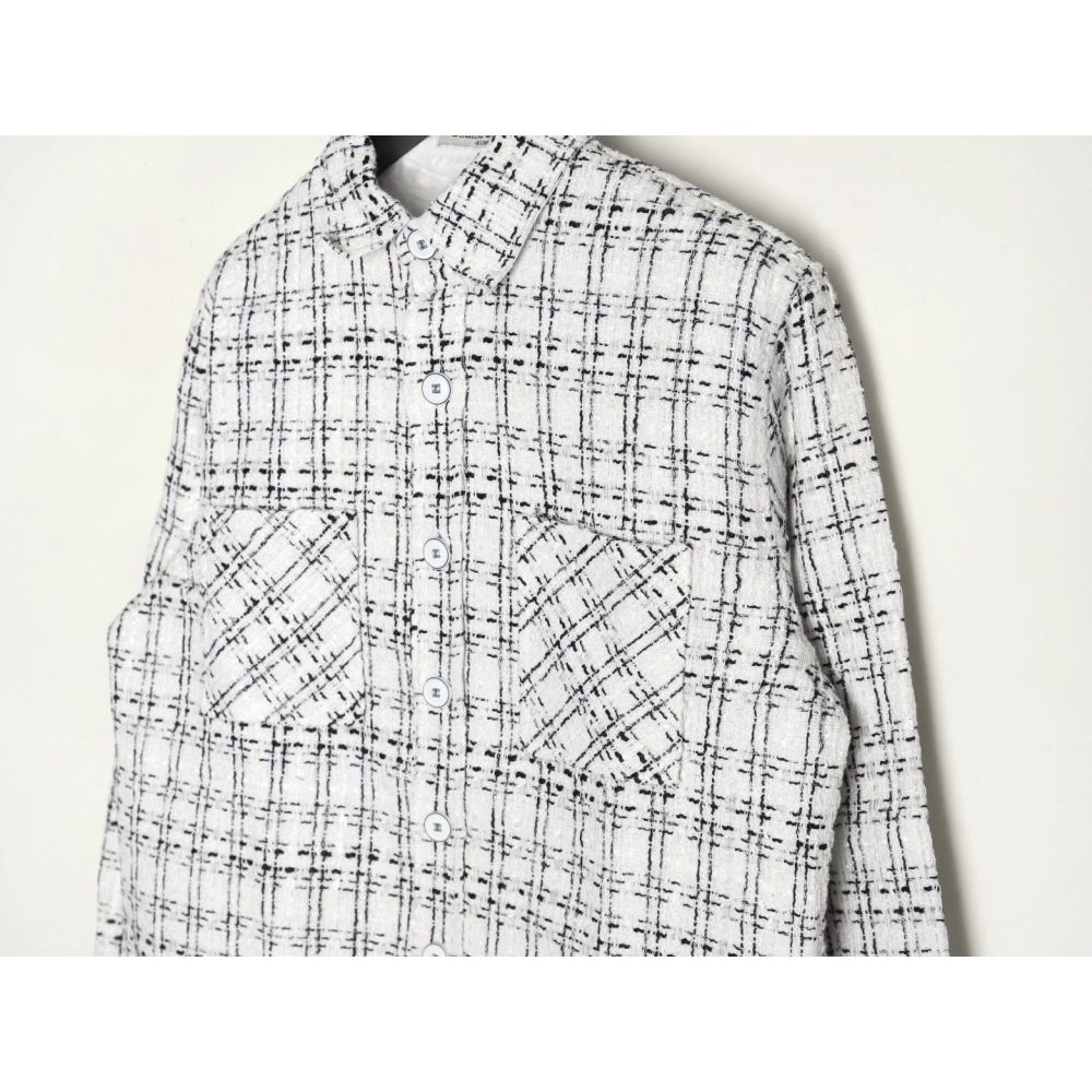 Charlie Luciano silver thread woven plaid shirt jacket,Charlie Luciano