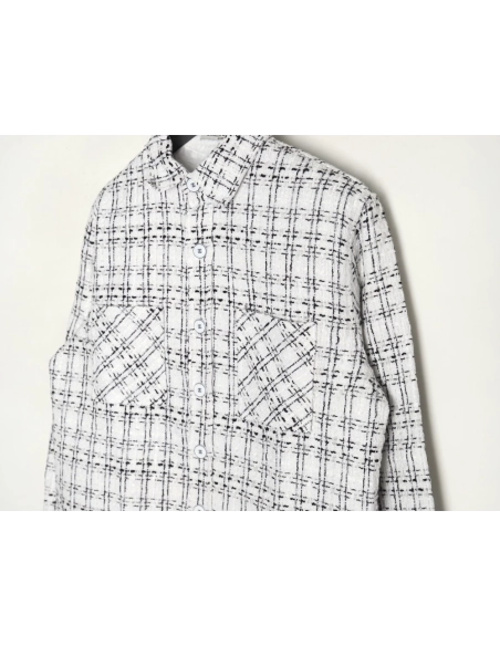 Charlie Luciano silver thread woven plaid shirt jacket,Charlie Luciano