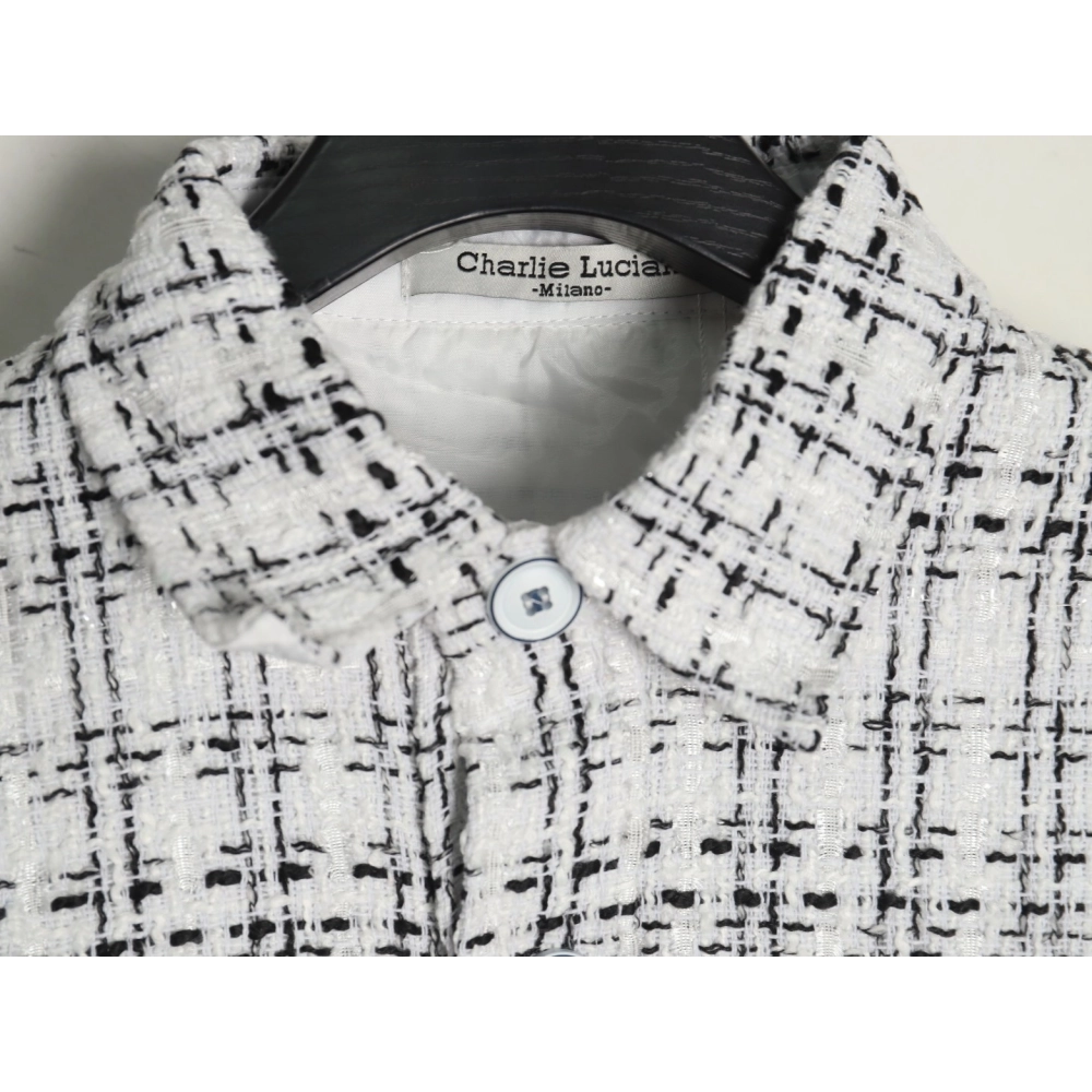 Charlie Luciano silver thread woven plaid shirt jacket,Charlie Luciano