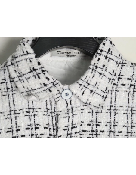 Charlie Luciano silver thread woven plaid shirt jacket,Charlie Luciano