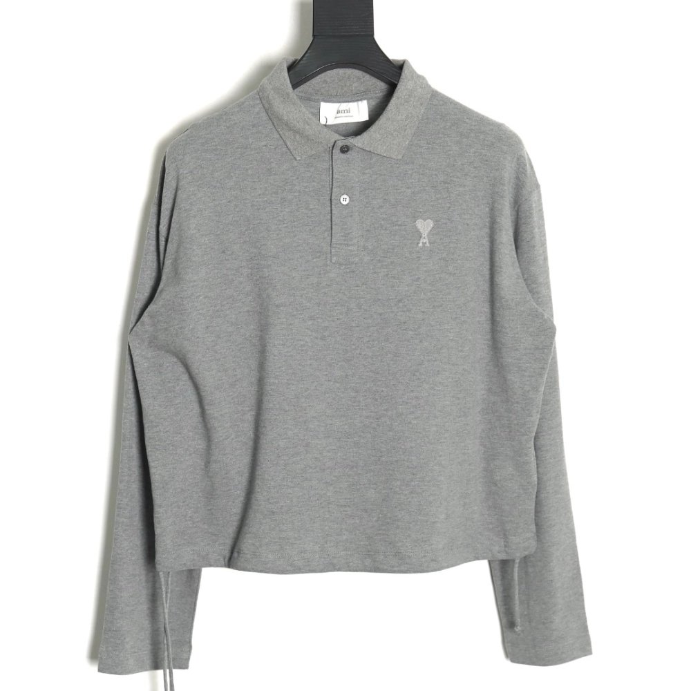 Ami Paris love lapel long-sleeved T-shirt,Ami