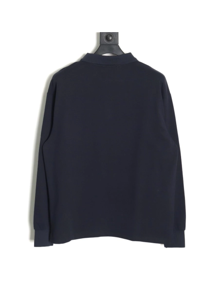 Miu Miu Lettering Embroidered Lapel Long Sleeve T-Shirt,Miu Miu