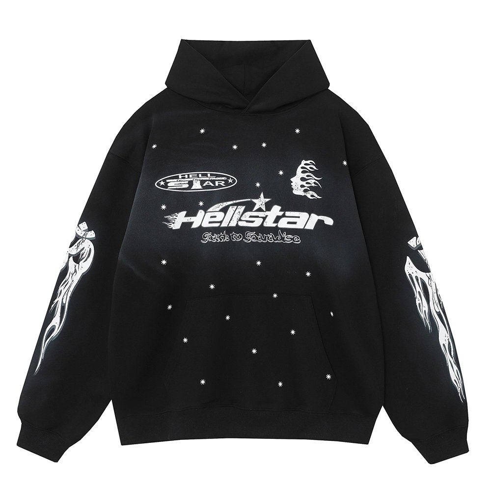 Hell Star Lettering Pattern Hoodie,Hell Star