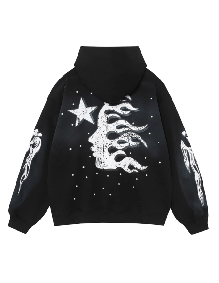 Hell Star Lettering Pattern Hoodie,Hell Star