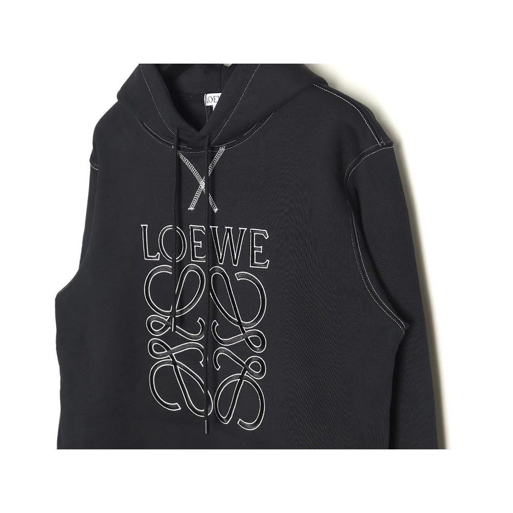 Loewe embroidered topstitched hooded sweatshirt,Loewe