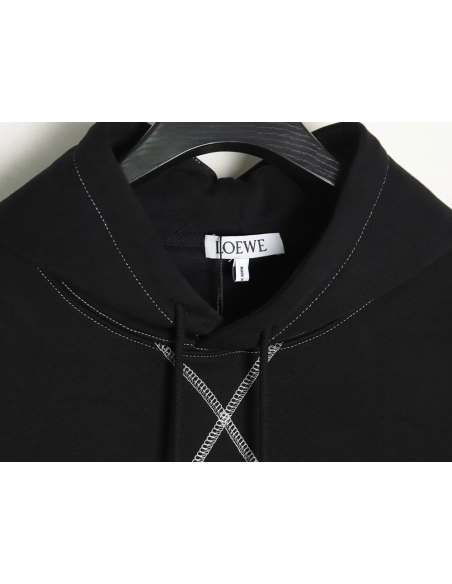 Loewe embroidered topstitched hooded sweatshirt,Loewe