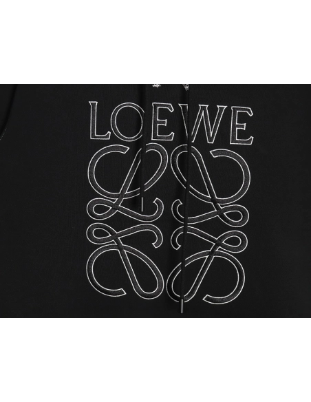 Loewe embroidered topstitched hooded sweatshirt,Loewe