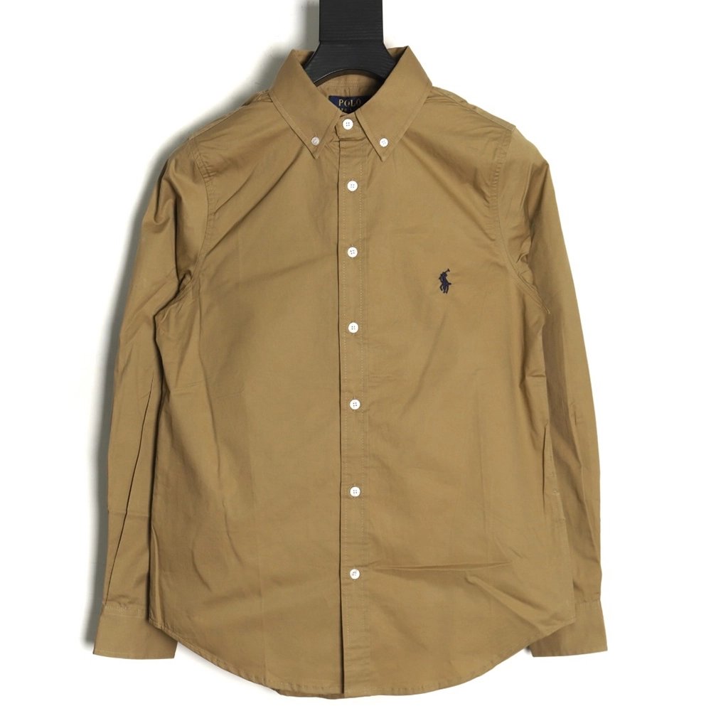 Ralph Lauren classic solid color small label war horse embroidered shirt TSK2,Ralph Lauren
