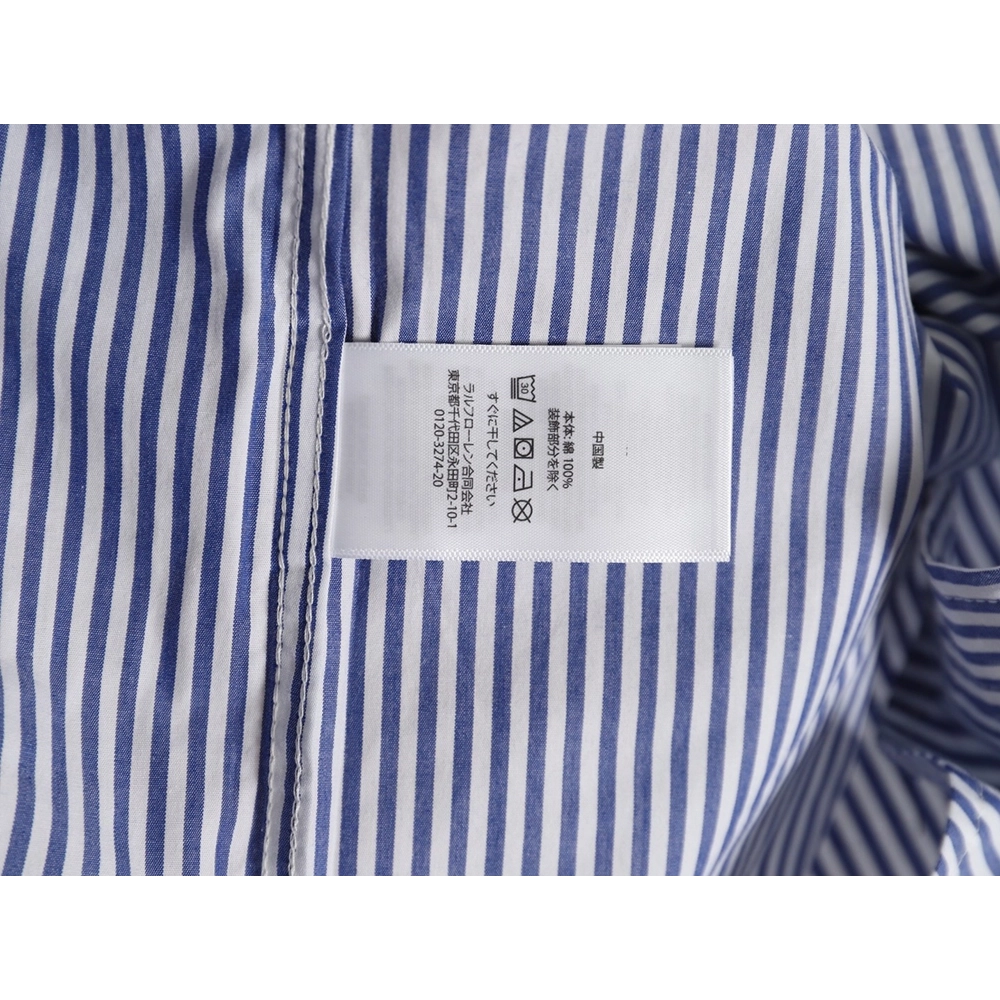Ralph Lauren blue and white striped small logo warhorse embroidered casual shirt,Ralph Lauren
