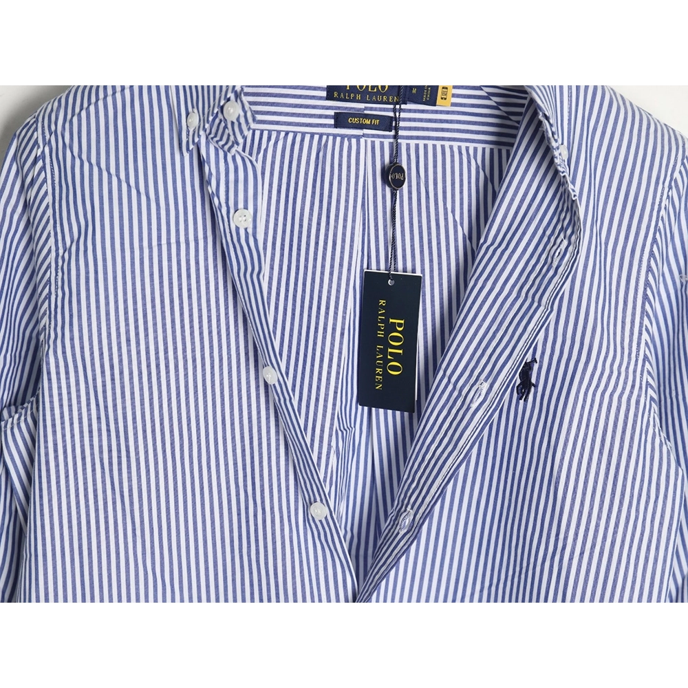 Ralph Lauren blue and white striped small logo warhorse embroidered casual shirt,Ralph Lauren