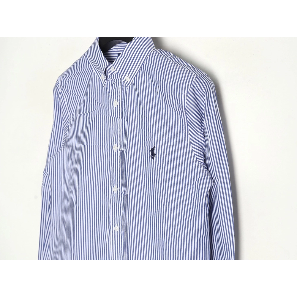 Ralph Lauren blue and white striped small logo warhorse embroidered casual shirt,Ralph Lauren