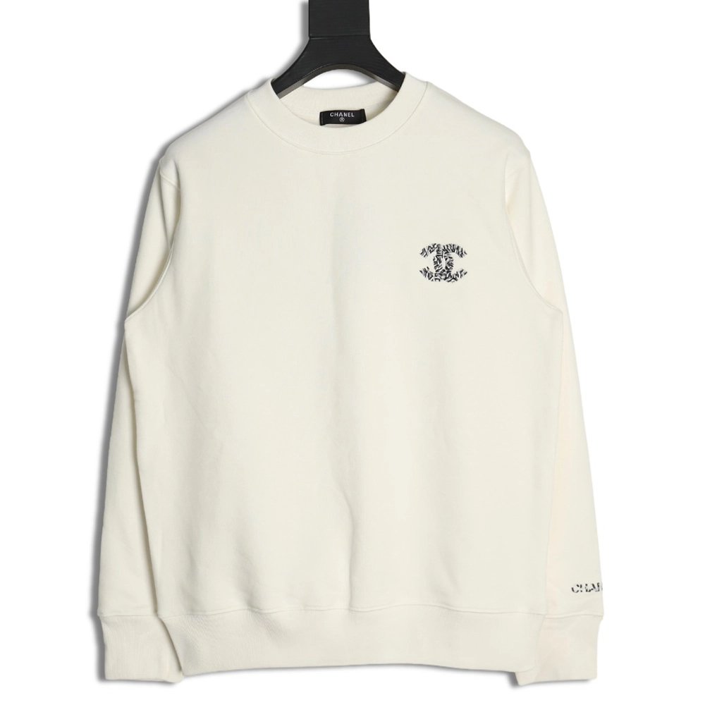 Chanel Double C woven embroidered crew neck sweatshirt,Chanel