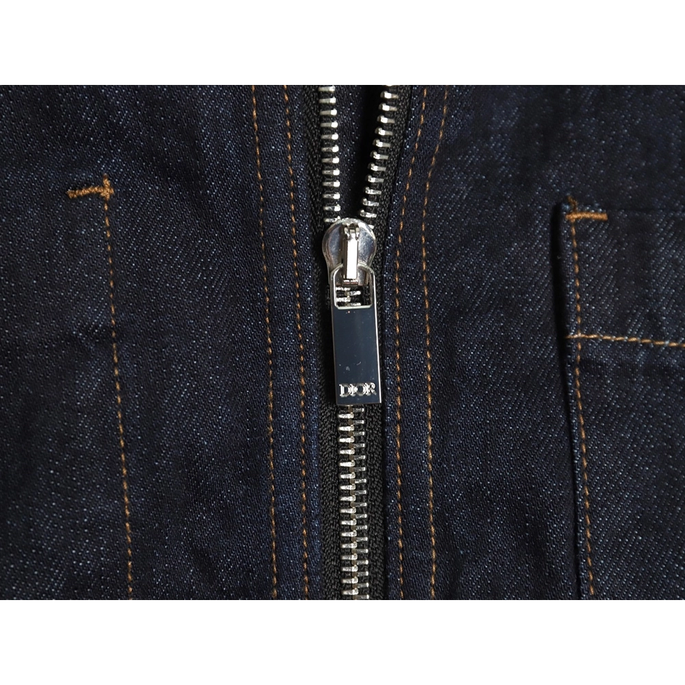 Dior 1947 embroidered lettering double pocket denim jacket,Dior