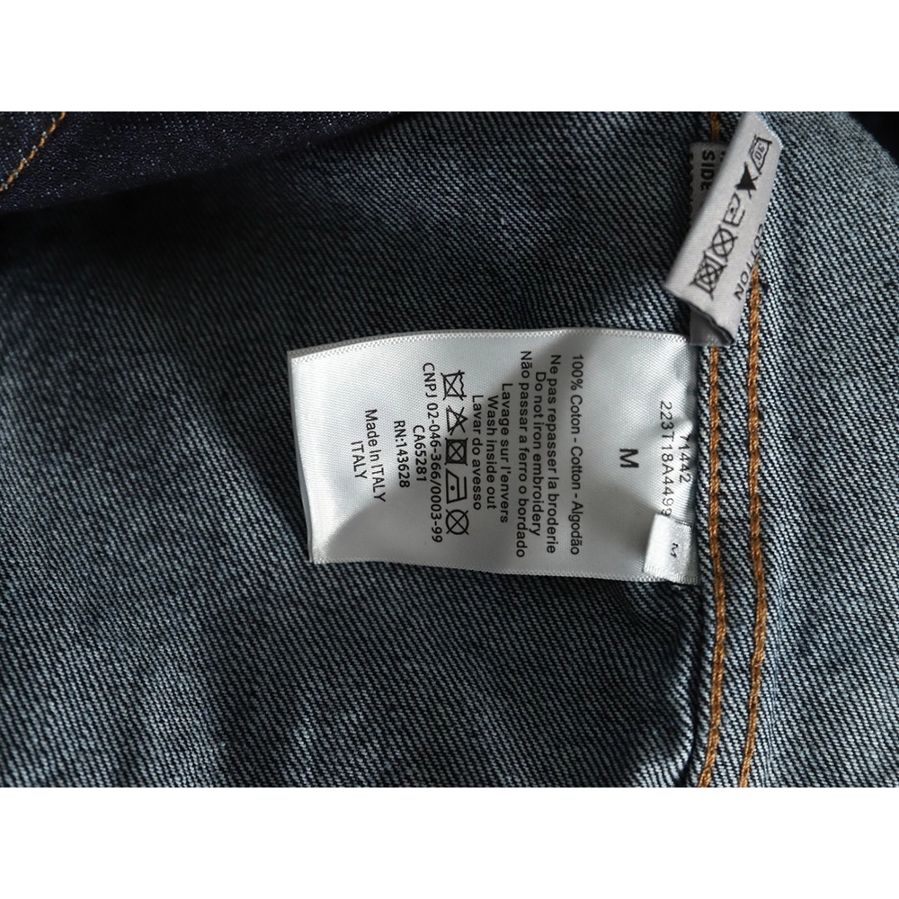 Dior 1947 embroidered lettering double pocket denim jacket,Dior
