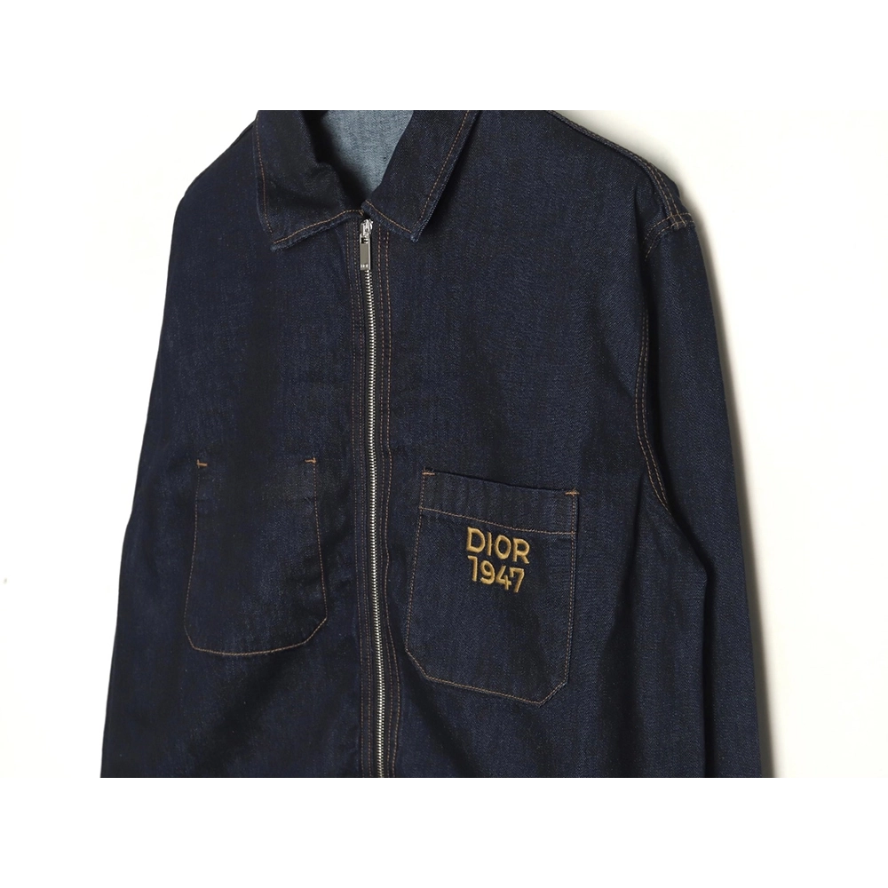 Dior 1947 embroidered lettering double pocket denim jacket,Dior