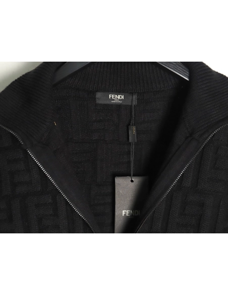 Fendi FF jacquard zip-up cardigan sweater,Fendi