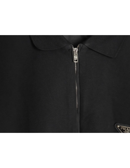 Prada Triangle Logo Long Sleeve Polo Shirt,Prada