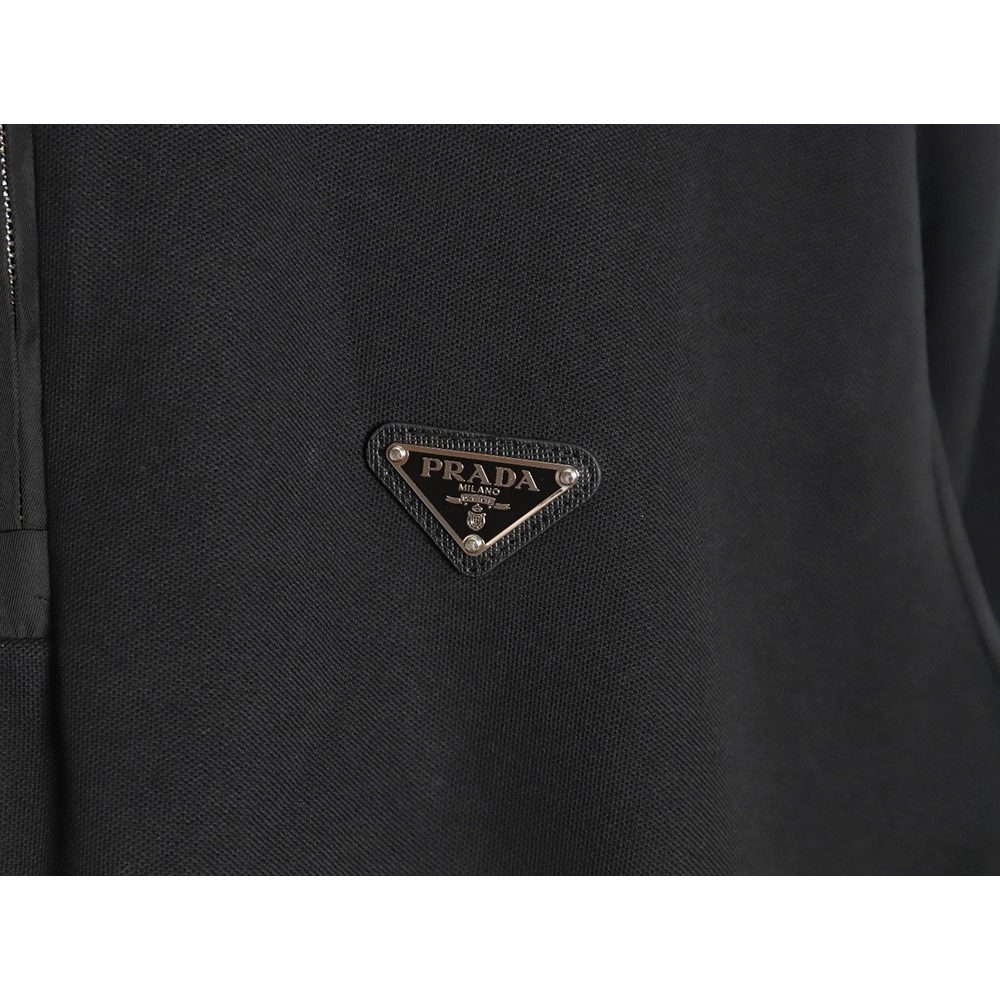 Prada Triangle Logo Long Sleeve Polo Shirt,Prada