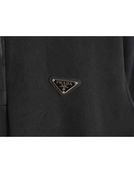 Prada Triangle Logo Long Sleeve Polo Shirt,Prada