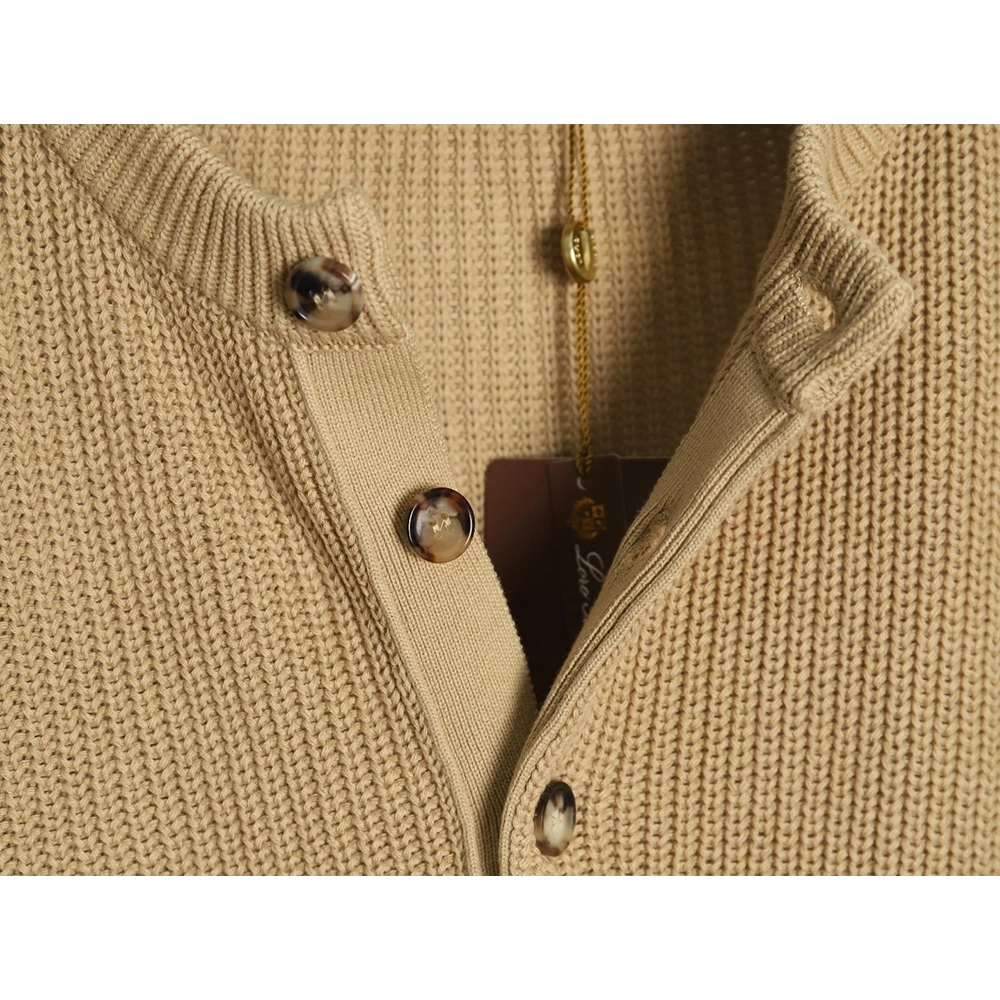Loro Piana Henley-knit cotton crewneck sweater,Loro Piana