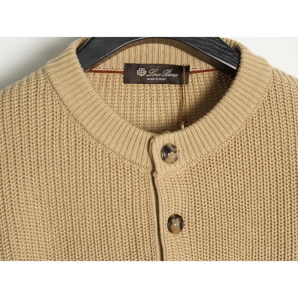 Loro Piana Henley-knit cotton crewneck sweater,Loro Piana